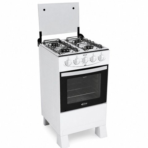 Fogão a Gás Delicato 4 Bocas com Forno 52 Litros Mesa em Aço Inox e Tampa de Vidro Clarice