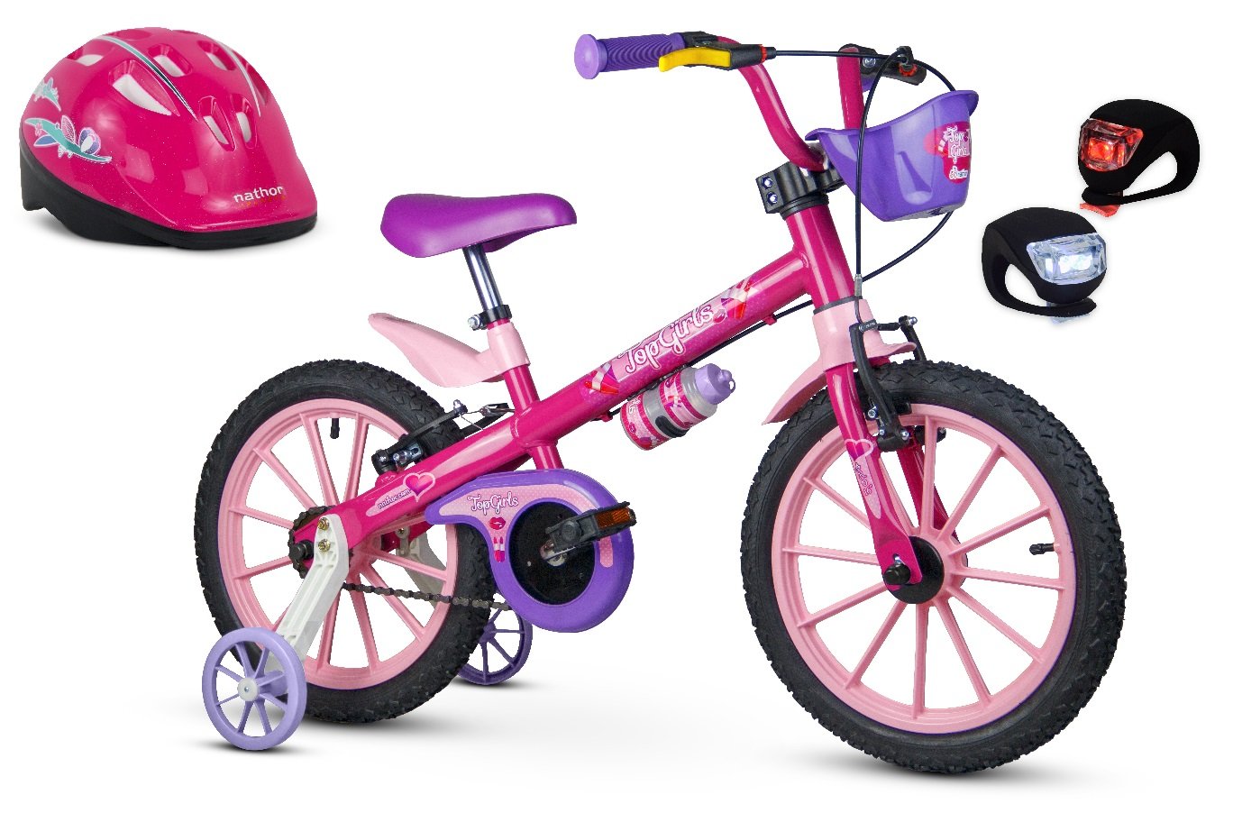 Kit Bicicleta Infantil Aro 16 Top Girls + Capacete + Sinalizador Led - 1