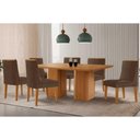 Ver imagem 1 de Conjunto: Mesa Sala Jantar Maldivas C/ Tampo Madeirado Canto Curvo 180x90cm e 6 Cadeiras Dakota