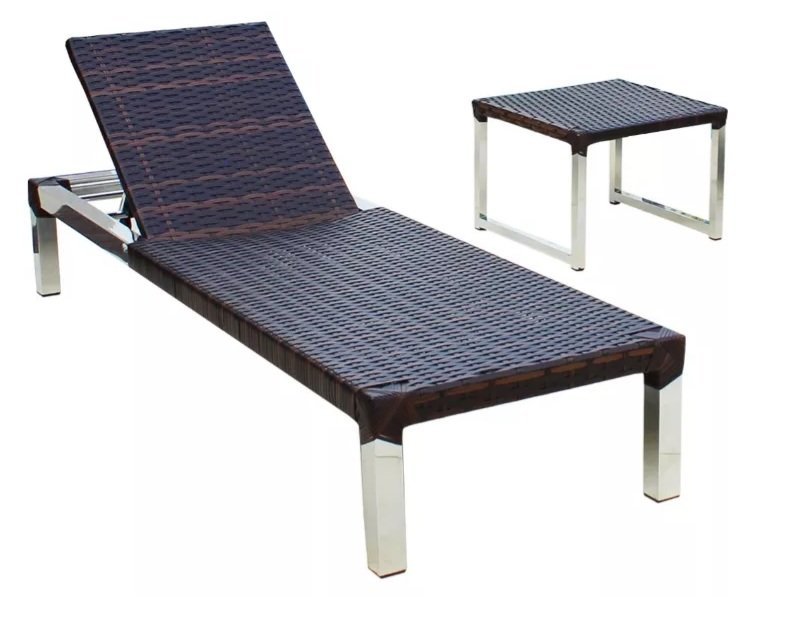 Espreguiçadeira Cadeira para Piscina Alumínio Fibra Sintética Argila - Arte Mobiliário - 2
