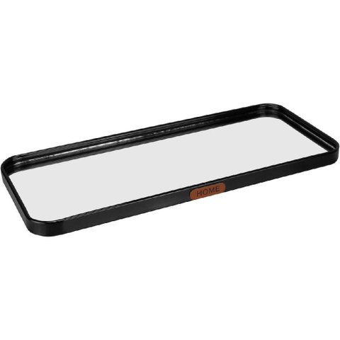 Bandeja Decorativa de Metal Preta 1x35x15cm Servir Mesa Organizar Café Aparador