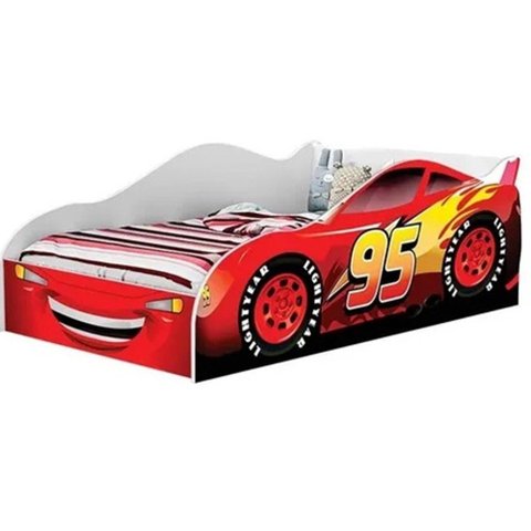 Cama Carro Infantil Mcqueen Vermelho 100% MDF J&A Móveis