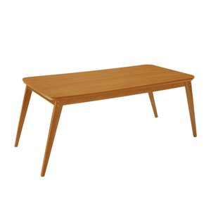 Mesa de Jantar Copper 180cm Madeira Tampo Canto Copo Moderna Mobília