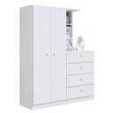Ver imagem 2 de Guarda-Roupas Solteiro Infantil/Juvenil 2 Portas e Cômoda 4 Gavetas Montessoriano Meu Fofinho Branco