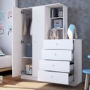 Ver imagem 3 de Guarda-Roupas Solteiro Infantil/Juvenil 2 Portas e Cômoda 4 Gavetas Montessoriano Meu Fofinho Branco