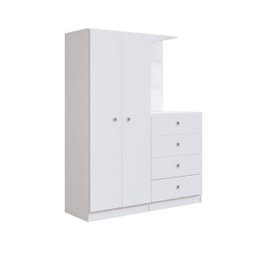 Guarda-Roupas  Solteiro Infantil/Juvenil 2 Portas E Cômoda 4 Gavetas Montessoriano Meu Fofinho  - 4