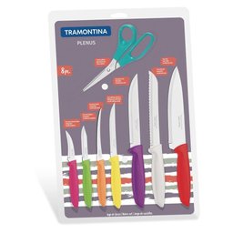 Jogo de Facas Plenus com Lâminas em Aço Inox e Cabos de Polipropileno Colorido 8 Peças - 2