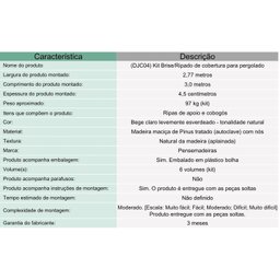 Kit Brise/ripado Modular de Cobertura para Pergolado Cabernet Sauvignon (cobre 8,0 M²) - Natural Úni - 5