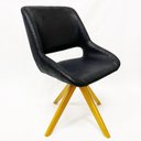 Ver imagem 2 de Poltrona Decorativa ARGENTA VAZADA nobuk preto base madeira - Poltronas do Sul