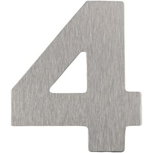 Número Residencial de Alumínio Escovado com Adesivo, 4 (quatro), Cor Prata, Linha Primafer, Atlas.