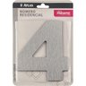 Número Residencial de Alumínio Escovado com Adesivo, 4 (quatro), Cor Prata, Linha Primafer, Atlas. - 2