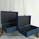 Ver mais imagens de Jogo 2 Peças Caixa Decorativa de Chenile Azul 9.9x20.0x30.0cm Organizadora Sala