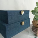 Ver imagem 2 de Jogo 2 Peças Caixa Decorativa de Chenile Azul 9.9x20.0x30.0cm Organizadora Sala