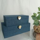 Ver imagem 3 de Jogo 2 Peças Caixa Decorativa de Chenile Azul 9.9x20.0x30.0cm Organizadora Sala