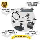 Ver imagem 2 de Kit Acessório para Banheiro Aço Inox 6 Peças com Porta Shampoo Vidro Retangular Preto Fosco Cód. 181