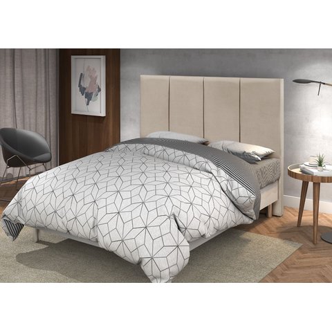 Cabeceira Cama Box Casal c/ USB Carregamento Moderna Palha
