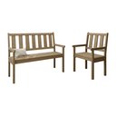 Ver imagem 2 de Conjunto Bancos de Jardim 2 Lugares e 1 Lugar Rústico com Encosto Envelhecido Móve