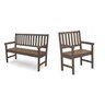 Conjunto Bancos de Jardim 2 Lugares e 1 Lugar Rústico com Encosto Envelhecido Móve - 4