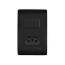 Ver imagem 1 de Interruptor Simples e Tomada 2p+t 20a Fame Habitat Black com Placa 4x2 Preto