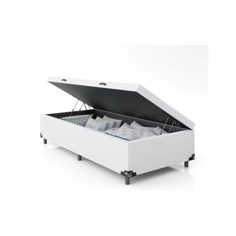 Box Bau Blindado Suede Solteirinho 78x188x38 - Novo:branco