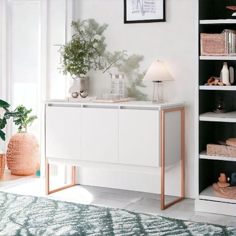 Buffet Gran Aurora 3 Portas Industrial MDP 120cm Branco Cobre Casah