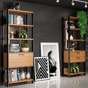 Ver imagem 3 de Estante Alta Estilo Industrial 2 Gavetas E91 Freijó/preto Fosco - Pradel