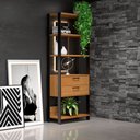Ver imagem 1 de Estante Alta Estilo Industrial 2 Gavetas E91 Freijó/preto Fosco - Pradel