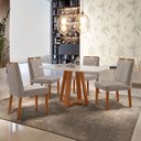 Ver imagem 1 de Conjunto Sala de Jantar Mesa Floripa Madeira Maciça 120x80cm Tampo Retângular Vidro Off White com 4