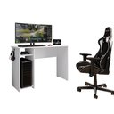 Ver imagem 2 de Mesa Gamer Escrivaninha 114cm para Computador Liberty Móveis Branco com Suporte de Fone e Montagem R