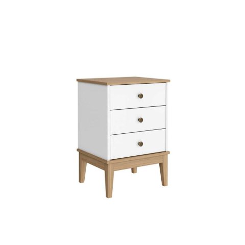 Mesa de Cabeceira Colonial com 3 Gavetas Mdp Mel Branco Mb 1021 Movelbento