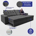 Ver imagem 3 de Sofá Retrátil e Reclinável 3,12m Molas Ensacadas Belle Boucle Cinza Escuro Cama Inbox