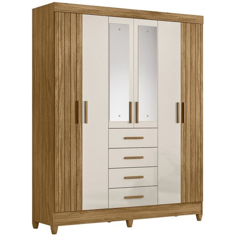 Guarda Roupa Casal 165cm com Espelho Khani Freijó/off Z17 - Mpozenato