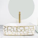 Ver imagem 5 de Cuba de Louça Cerâmica Apoio Banheiro Pia Dourada 48x38 Cm