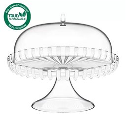 Prato para Bolo com Domo e Pedestal em Bio Plástico não fóssil 31xh27 cm - DolceVita - Pérola - Guz  - 2