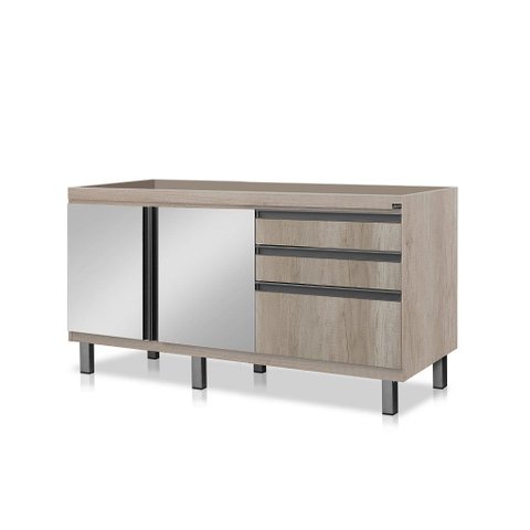 Gabinete Cozinha Mdf 1,44m Elegance com 6 Pés Pré-montado:barrique