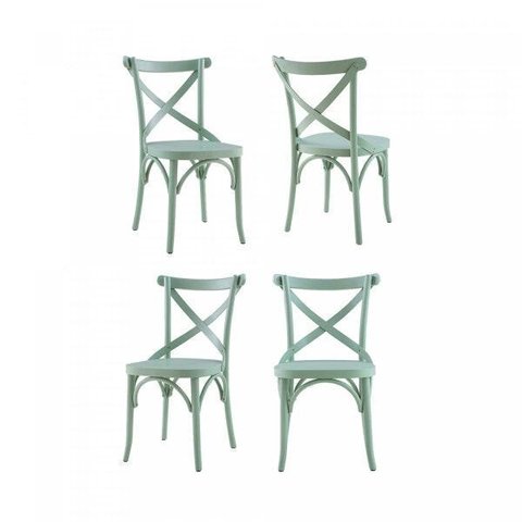 Conjunto 4 Cadeiras Madeira Maciça Tauari Cross Laquado X Texas 