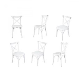 Conjunto 6 Cadeiras Madeira Maciça Tauari Cross Laqueado X Texas Branco - 1 Conjunto 6 Cadeiras Madeira Maciça Tauari Cross Laqueado X Texas Branco - 1