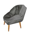Ver imagem 3 de Poltrona Decorativa Califórnia Em Tecido Suede Pés Madeira
