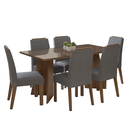 Ver imagem 2 de Conjunto Sala de Jantar Tampo de Vidro 6 Cadeiras Rustic/silver Madrid Madesa