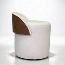 Ver imagem 3 de Puff Orgânico Belli Suede Bege e Encosto Corino Caramelo Sapatas Plasticas