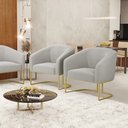 Ver imagem 2 de Poltrona para Sala Industrial Dourado Kit 2 Stella Bouclê Cinza D03 - D'Rossi