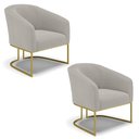 Ver imagem 1 de Poltrona para Sala Industrial Dourado Kit 2 Stella Bouclê Cinza D03 - D'Rossi