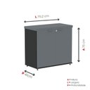 Ver imagem 4 de Armário Baixo para Escritório com 2 Portas Pivotantes PE40 Cinza/Preto/Grafito