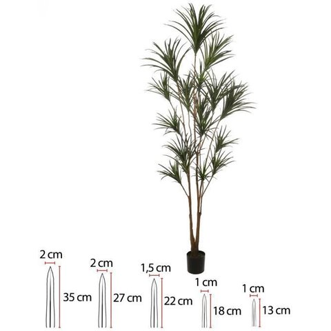 Planta Artificial Arvore Dracena Marginata C/pote Pu X522 Verde 2,5cm