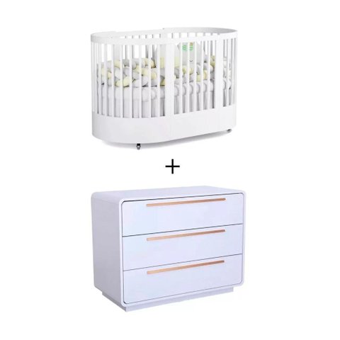Quarto Bebê Completo Com Berço e Cômoda Coleção Wave Divicar