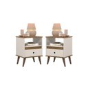 Ver imagem 1 de Conjunto 2 Mesa de Cabeceira 1 Gav - Ted - Cores - Off White / Freijó