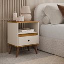 Ver imagem 3 de Conjunto 2 Mesa de Cabeceira 1 Gav - Ted - Cores - Off White / Freijó