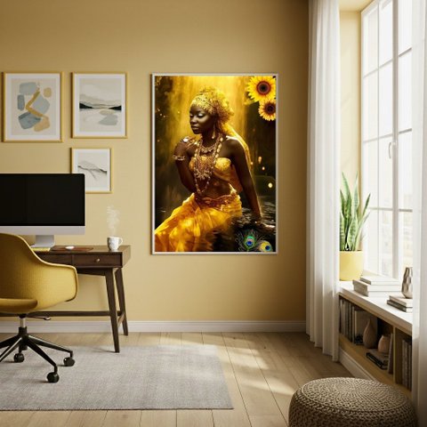 Quadro Decorativo Fotografia Oxum - 70x50cm:moldura Branca