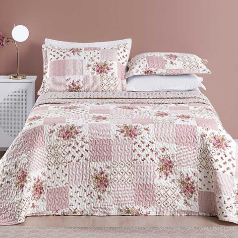 Kit Cobre Leito Colcha Dallas Queen Dupla Face Estampada 3