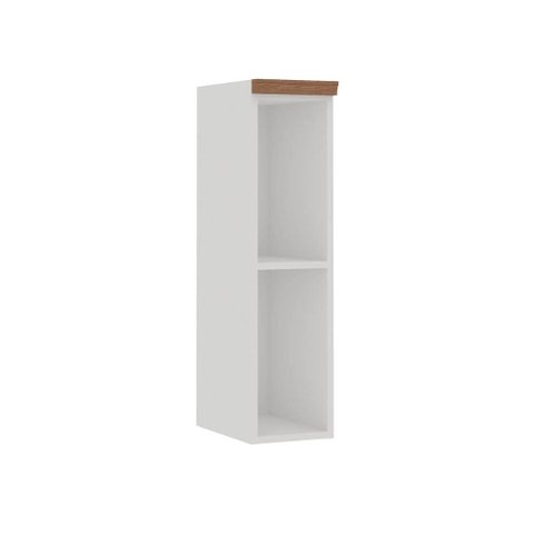 Armário Aéreo 20cm com Nicho e 1 Prateleira para Cozinha Mdf Cor:branco com Ébano